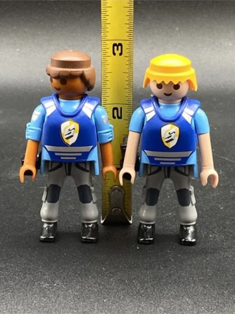 Playmobil LOT 2 Figure Police Toys Blonde & Brunette Men 1 Gun Holster